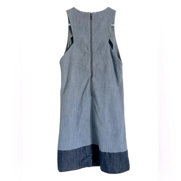 Alice + Olivia Chambray Linen Shift Dress Size XS Blue - Image 4