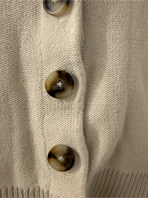 Madewell Cream Button-Front Cotton Cardigan with Tortoiseshell Buttons - Image 3