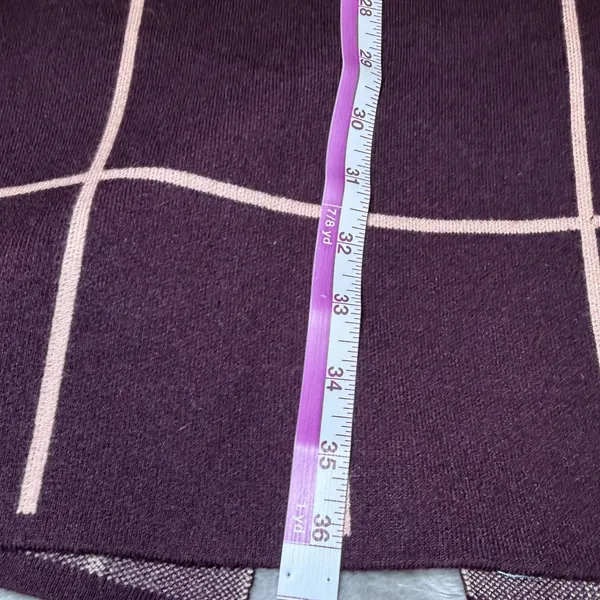 Nine West Womens Size Medium Burgundy Windowpane Plaid Long Cardigan Sweater - Image 9