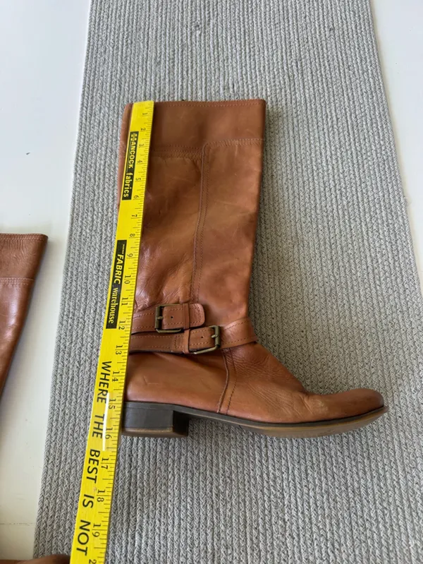 Nine West Vintage America Cognac Tan Brown Leather Riding Boots with Buckle Sz 8 - Image 9