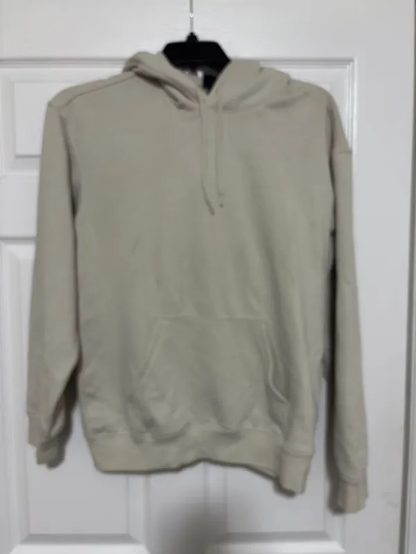H&M Relaxed Fit Pullover Hoodie in Light Beige XS - Image 2