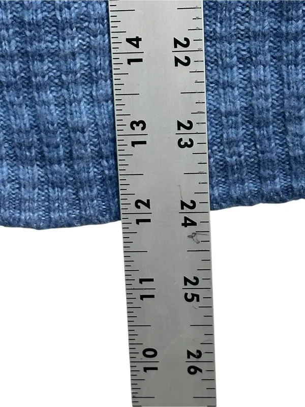 Aerie Women’s Large Blue Marled Knit Quarter Zip Oversized Wool Blend Sweater - Image 8