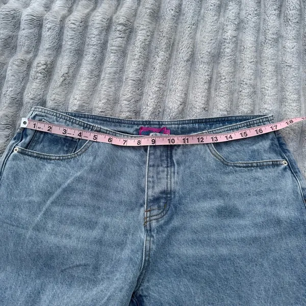 Edikted Wide Leg Jeans Women’s L Light Wash High Rise Button Fly Denim - Image 7
