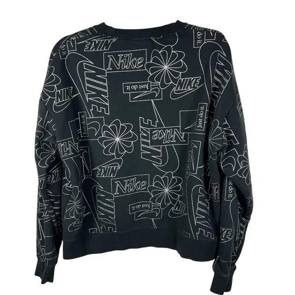 Nike Icon Clash Fleece Sweatshirt All over logo‎ Black L Athletic Workout - Image 3