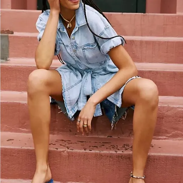 Free People Denim Strap Blue Platform Sandals - Image 5