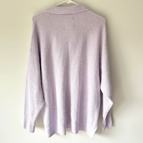 Aerie CozyUp Waffle Polo Sweater Lavender Dawn Purple Oversized Baggy Knit - Image 10