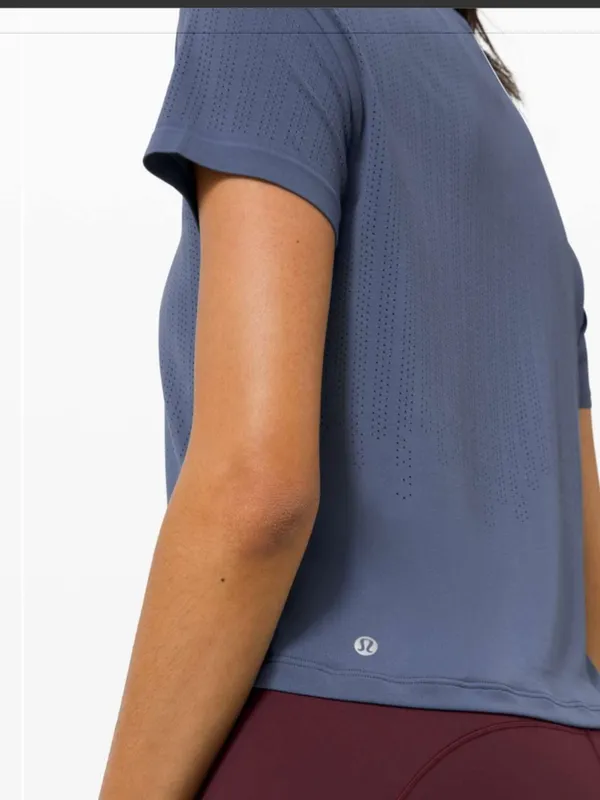 Lululemon Train To Be Short Sleeve Blue Top Large Boxy - Image 2