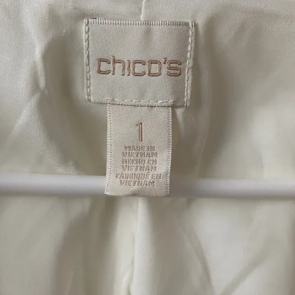 Chico's‎ 1 Cream Double Breasted Belted Trench Jacket Short Coat 3/4 Sleeve - Image 6