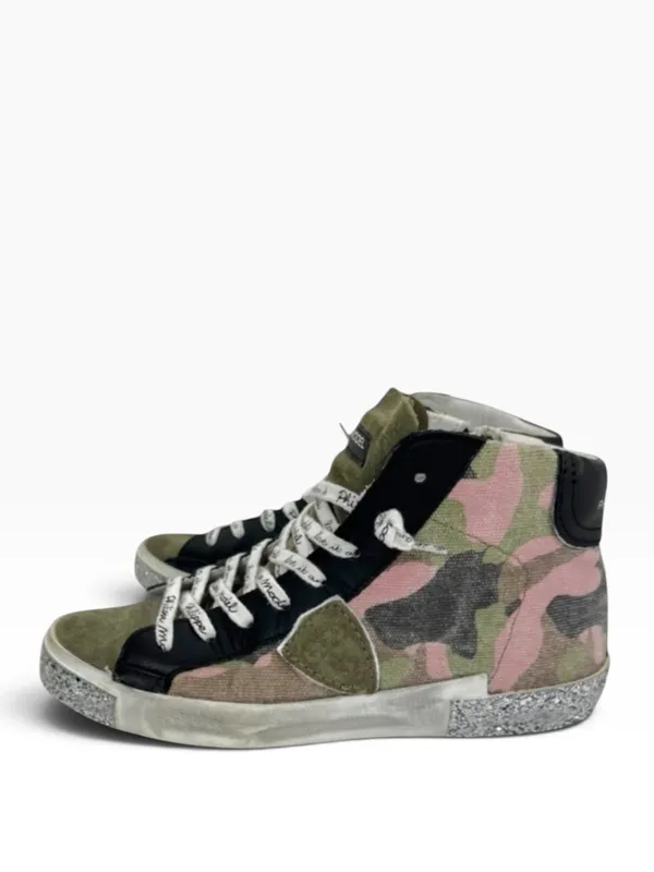 Philippe Model PRSX High Sneaker in Camouflage Military Fuschia Green Size 6 - Image 2