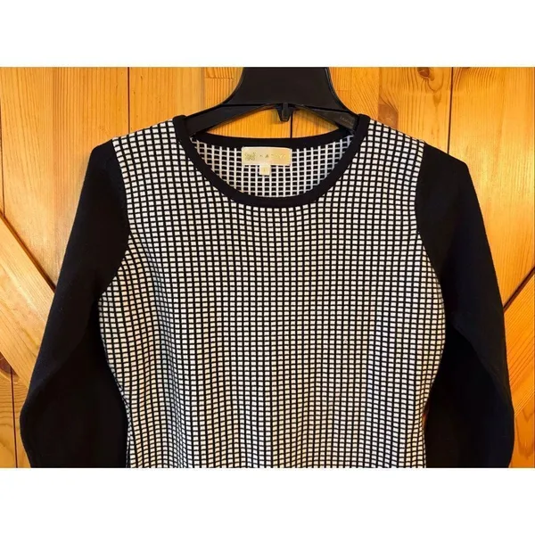 Kataya Black White Pink Long Sleeve Sheath Sweater Dress Size Large (6471) - Image 2