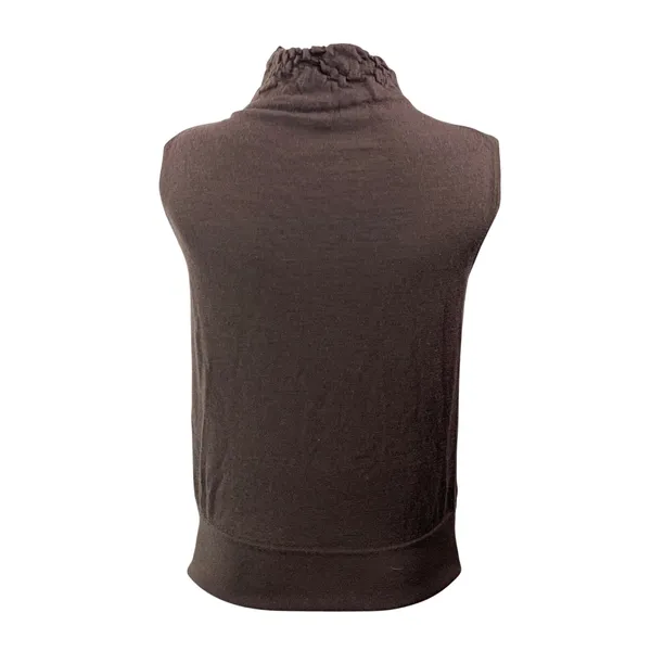 REISS 100% Wool Brown Sleeveless Knit Crinkled Mock Neck Sweater Vest Top Size S - Image 3