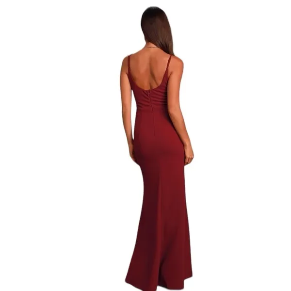 Lulus - Infinite Glory Wine Red Maxi Dress Sz L - Image 3