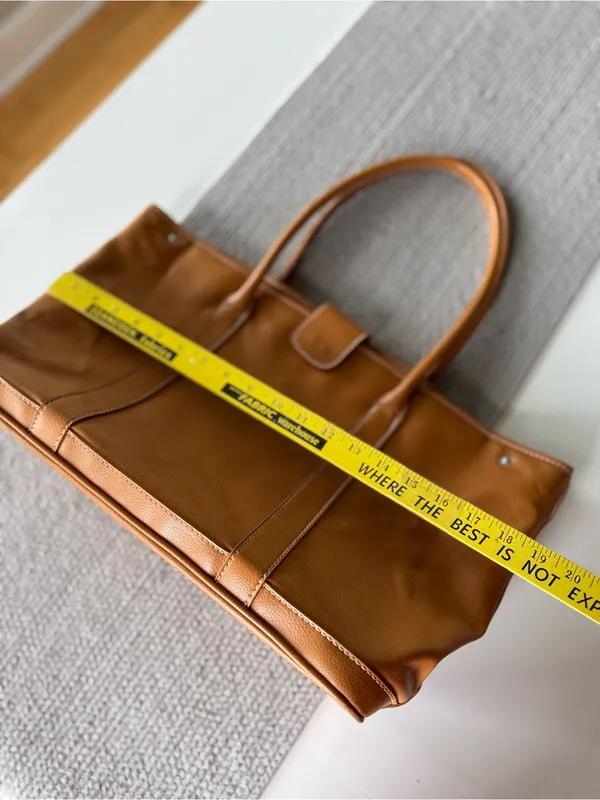 Lancôme Cognac Tan Large Vegan Leather Oversized Tote Shoulder Bag - Image 3