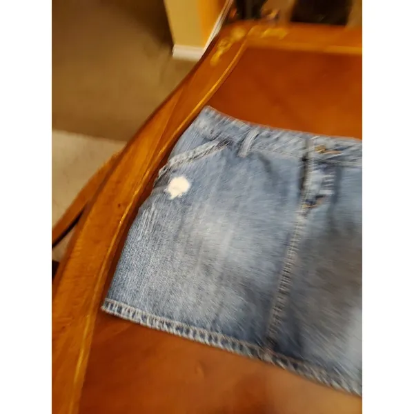 APT 9 Kohls Distressed Blue Jean Mini Skirt Denim Raw Edges Size 16 - Image 6