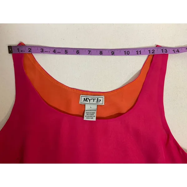 Women’s Myth Sleeveless Semi-Sheer Tank Top Tunic Pink and Orange Size L - Image 8