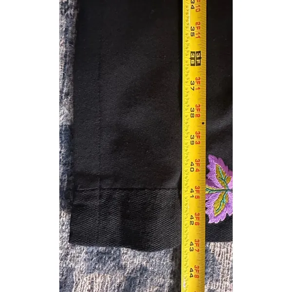Foot Prints Maxi Dress Size Small Black Leaves Embroidered Lagen Harvest Pockets - Image 9