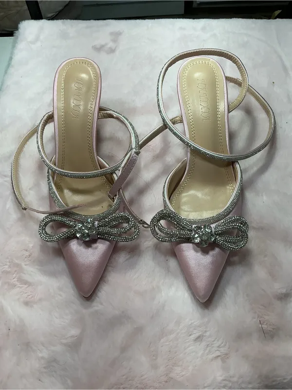 Embellished Pink Pointed-Toe Ankle-Strap Heel b105 - Image 2
