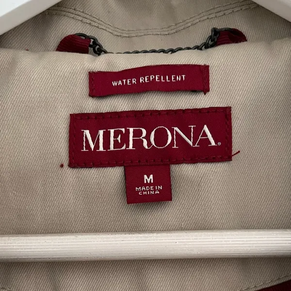 Merona Water Repellent Khaki Double Breasted Long Trench Coat - Medium - Image 5