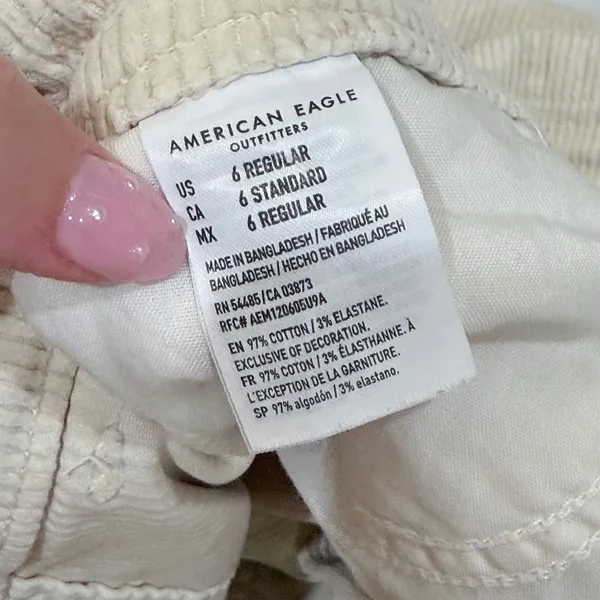 AE‎ Cream Corduroy Mini Skirt Super Stretch Size 6 Regular - Image 3