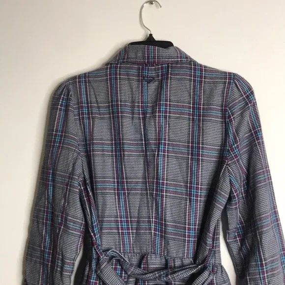 Vintage roxy plaid flannel fall‎ Y2K trench coat size small cute - Image 8