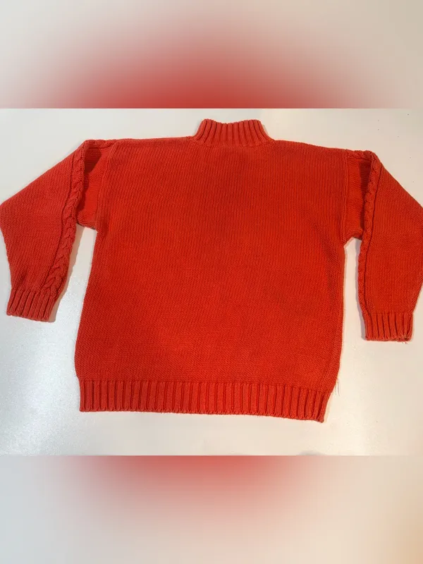 Nuovo Cable Knit Mock Turtleneck Sweater in Orange - Image 9