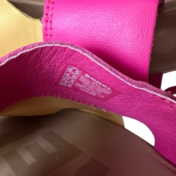 SOREL Pink Cut Out Ella Ii Round Toe Leather Slingback Sandals, US6.5 - Image 10