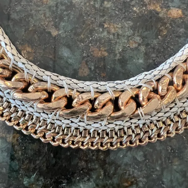 Vintage 90s statement‎ necklace Gold - Image 4