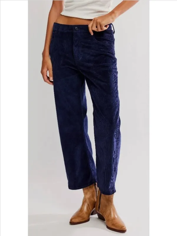 FREE PEOPLE NWT We The Free Deep Trance Dropped Corduroy Jeans / Deep Seas - Image 2