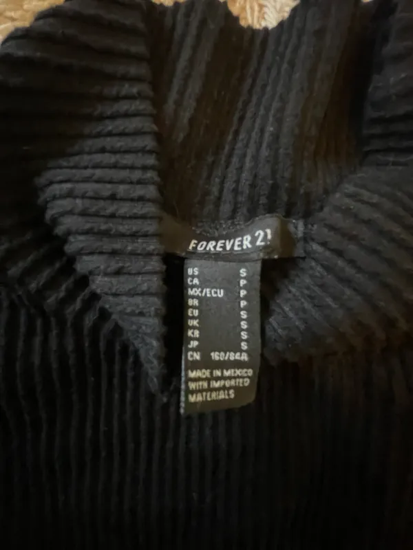 Forever 21 Ribbed Black High Neck Crop Top - Image 3