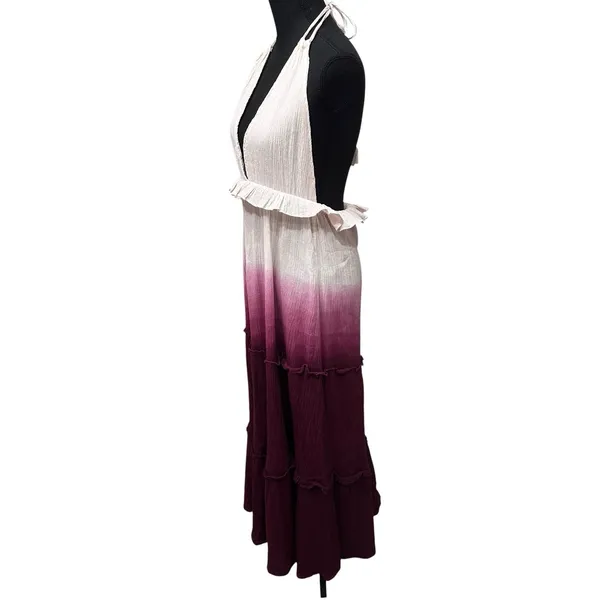 Earthbound Size XXL Ombre Halter Maxi Dress Boho Tassel‎ Backless Festival - Image 4