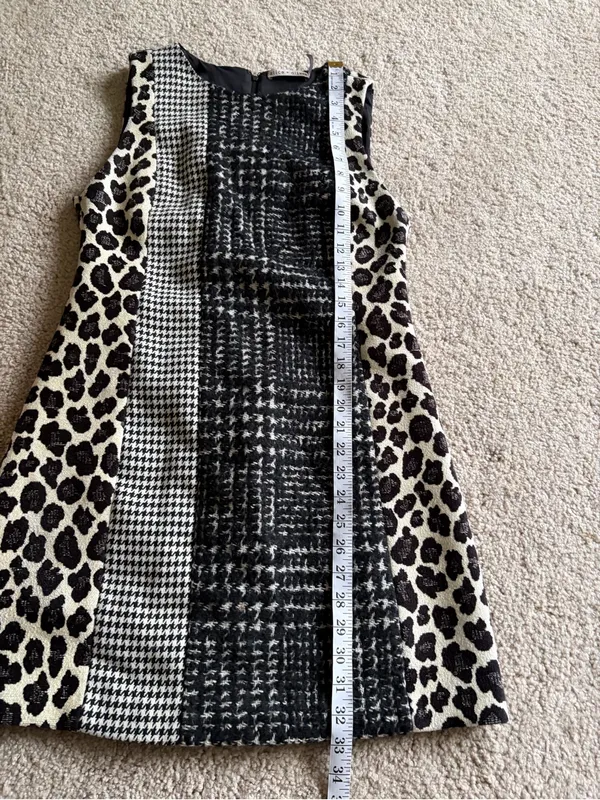 Alice and Olivia Clyde in Black & White Patchwork A-line Mini Shift Dress sz 4 - Image 14