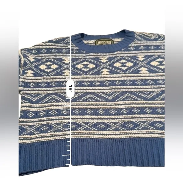 American Eagle Blue & White Fair Isle Snowdrift Long Sleeve Sweater Sz‎ S - Image 11