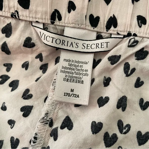 Victoria's Secret Pink and Black Hearts Pajama Sleepwear Bottoms - Image 4