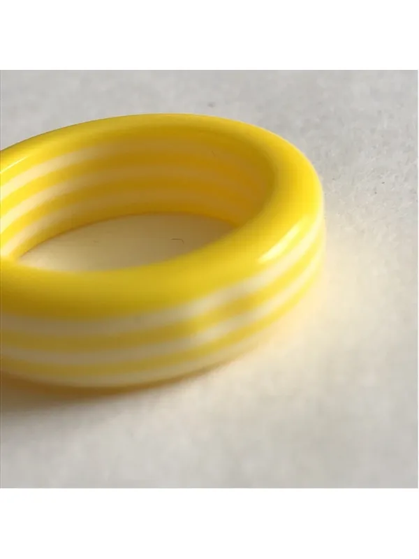 Size 5 Yellow White Striped Boho Ring - Image 3