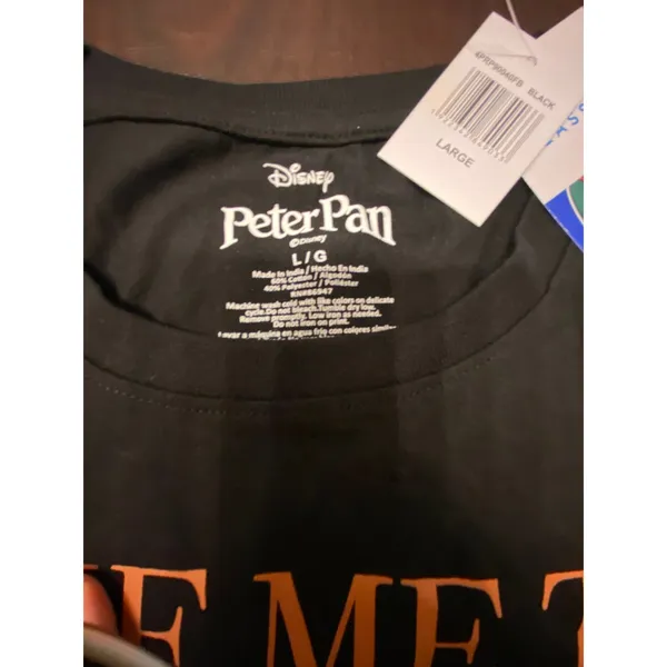NWT Disney Peter Pan Take Me To Never Land Graphic Tee Black Large L - Image 3