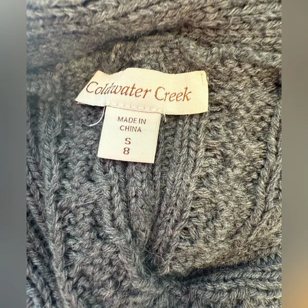 Coldwater Creek Open Drape Cardigan Cable Knit Sweater Gray Size S (8) - Image 8