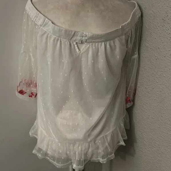 Umgee Boho Mesh Floral Embroidered Peasant Top S Festival Concert Indie Casual - Image 2