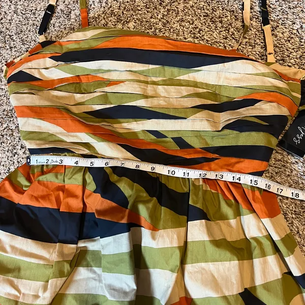Sam and Jess Olive Drab Abstract Print Maxi Dress Tie Front Spaghetti‎ Straps XL - Image 6