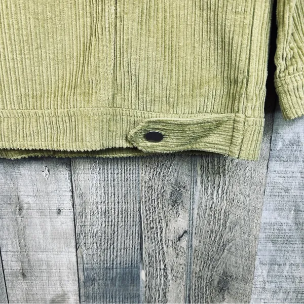 Small Lime Green Unbranded Corduroy Button Front Jacket 2 Side & 2 Front… - Image 4