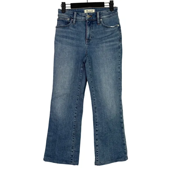 Madewell The Curvy Kick Out Flare Crop Mid Rise Jean Size 25 Oneida Wash Blue - Image 14