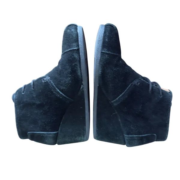 TOMS‎ Women's Desert Wedge Black Lace-Up Ankle Booties Black US 9 Suede - Image 4
