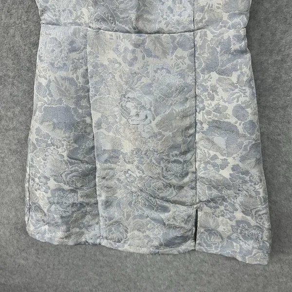Altar'd State Size XS Blue Ivory Floral Brocade Puff Sleeve Mini Dress - Image 5