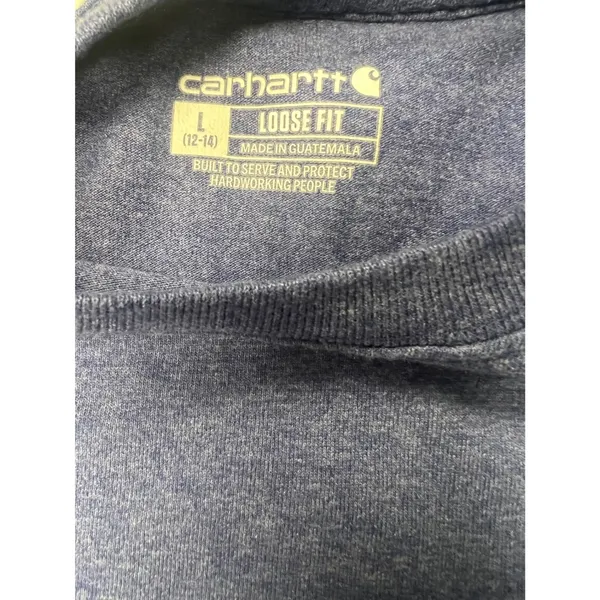 Carhartt Womens Loose Fit Pocket T-Shirt Heather Blue Short Sleeve Large 12-14 - Image 2