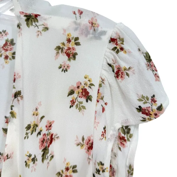Reformation Devon Floral Wrap Mini Dress Women XS Cream Cottagecore Coquette - Image 6