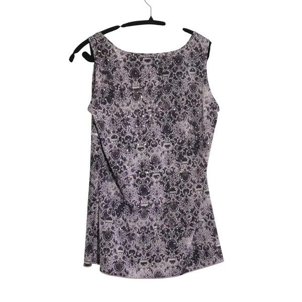 Vanity 90s‎ Y2K Club Purple Damask Sequin Babydoll Top Sleeveless Empire Waist - Image 6