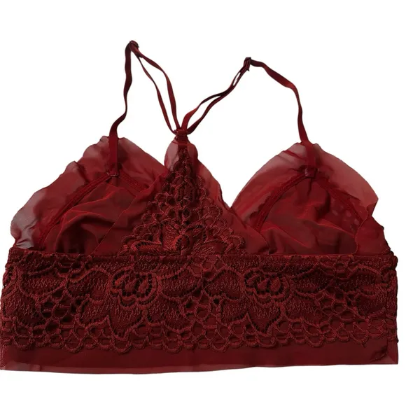 Aerie Floral Lace Crossback Wireless Pullover Bralette Bra Rust Size XS | 69-5 - Image 2