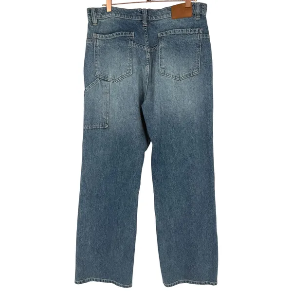 Free People Women's Tinsley Baggy High‎ Rise Jeans Hazey Blue Denim Size 31 Boho - Image 5