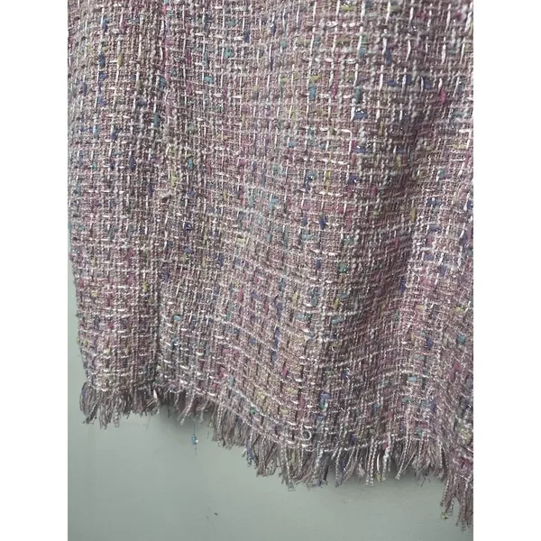 Fanco Pink Tweed Mini Dress Size Small NWT Barbie Preppy Fringe Spaghetti Strap - Image 5