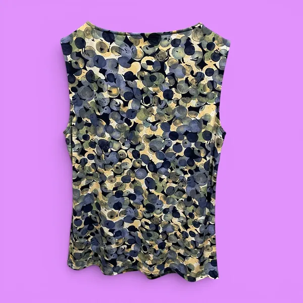 Cute slinky 90s Jones New York pleated collar water drops pebble sleeveless top - Image 2