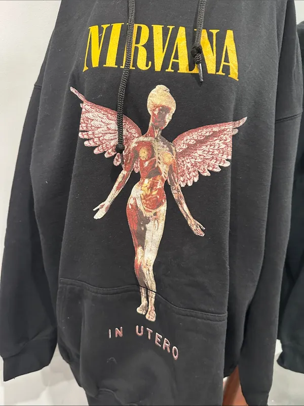 Nirvana Black Hoodie with front Logo - Image 2